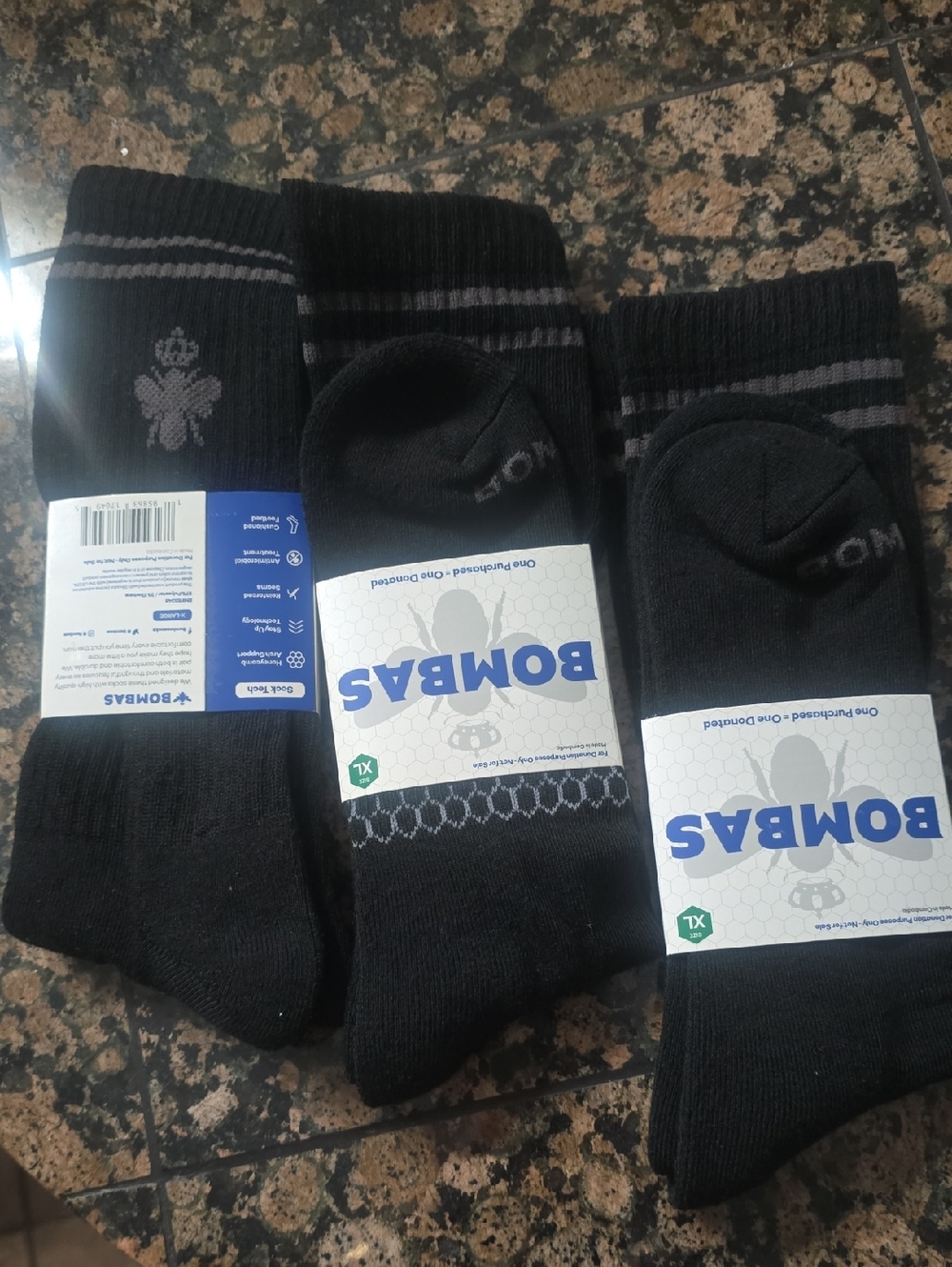 Bombas Men's Black Athletic Crew Socks - 3-Pack